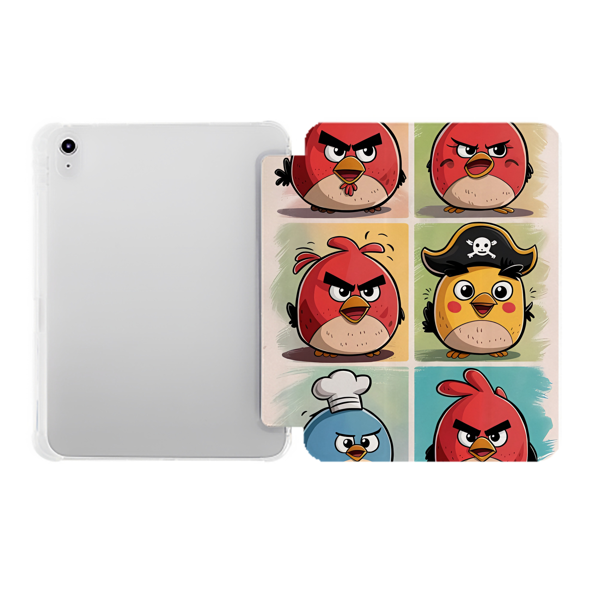（画像用） Angry Birds アングリーバード IPad ケース ペン収納付き 三つ折りスタンド PUレザー×シリコン 対応機種9.5/10.5/10.9インチ